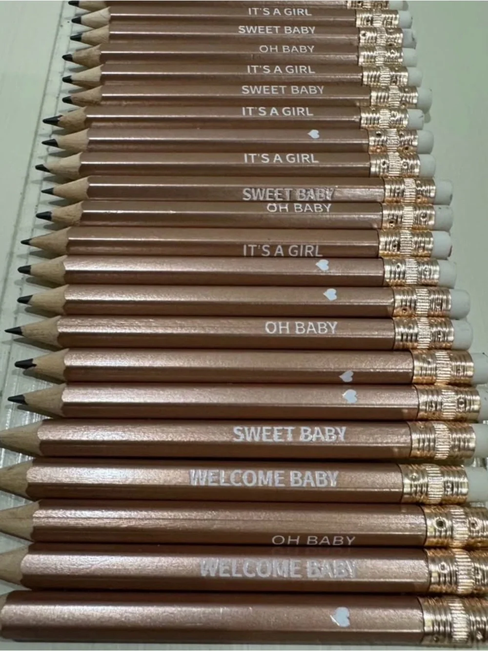 Rose Gold Party Pencils BAby Shower - Pack of Decorative Pencils